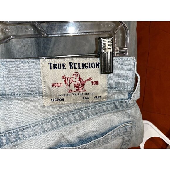 True Religion Ricky Blue Light Wash Slim Fit Straight Leg Men's Jeans Plus Size - Picture 4 of 11